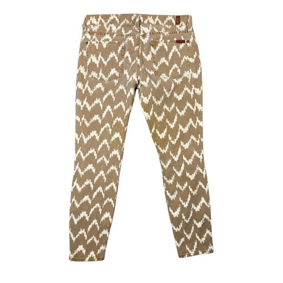 7 For All Mankind Womens The Cropped Skinny Jeans Brown Ikat Print Size‎ 27 - Picture 6 of 7